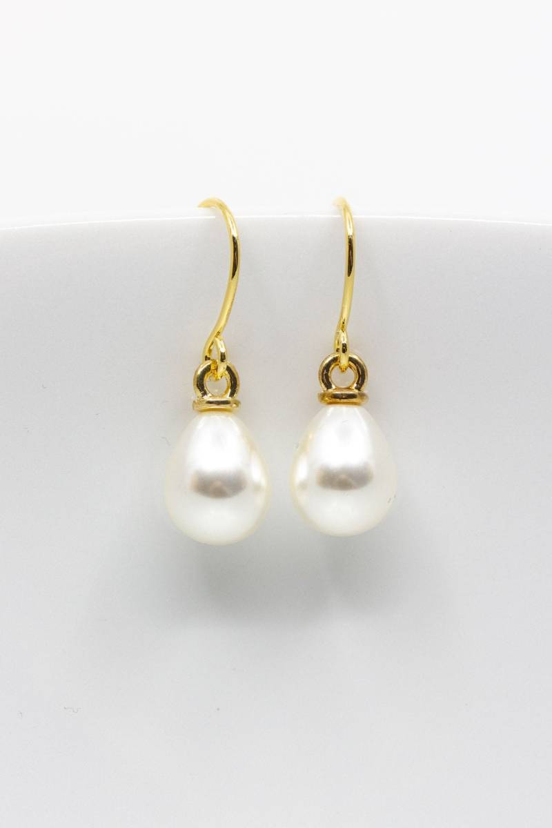 Ohrringe Vergoldet Perlen, Tropfen Ohrhänger von CataleaJewelry