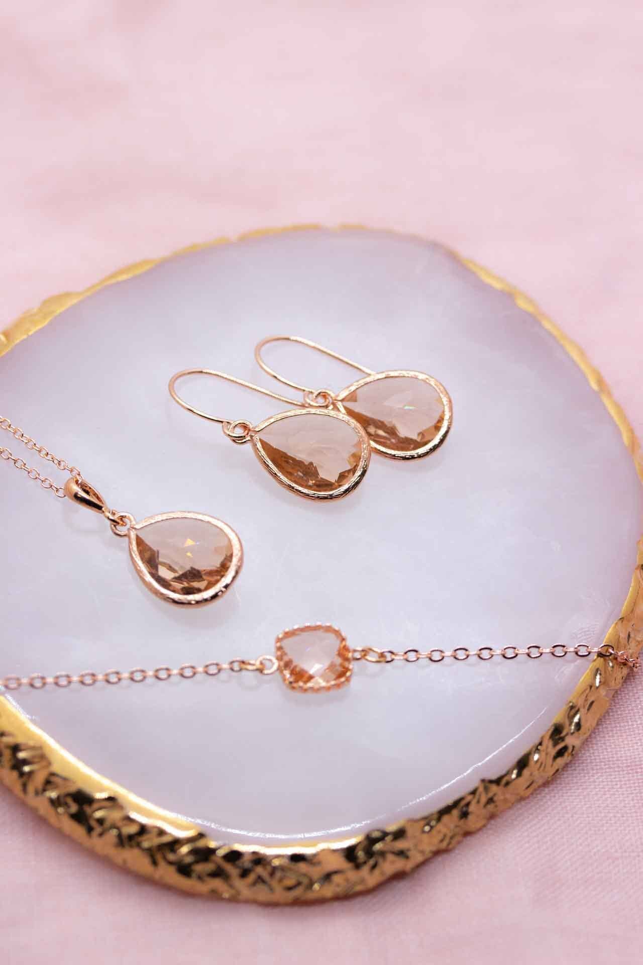 Schmuckset Rosegold Pfirsich Schmuckset Rosegold Pfirsich von CataleaJewelry