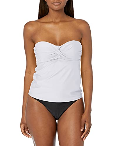 Catalina Damen Twist Front Bandeau Swimsuit Tankini-Oberteil, Weiss/opulenter Garten, Medium von Catalina