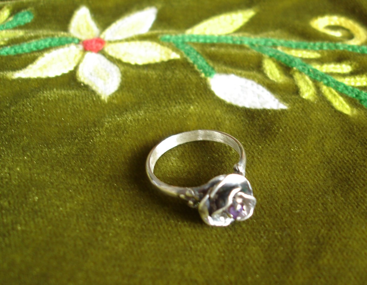 Ring Aus Geschwärztem Sterlingsilber Mit Kleinem Amethyst 925Er Ring Aus Geschwärztem Sterlingsilber Mit Kleinem Amethyst 925Er von CatalinaCrawford