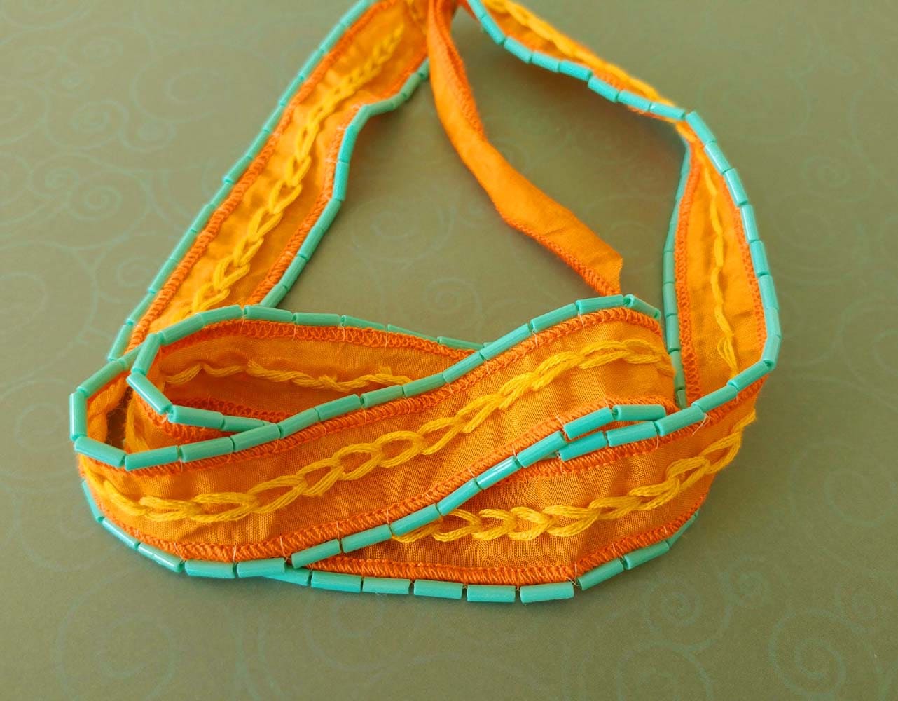 Seide Wickelarmband Orange Und Türkis Perlen, Hand Bestickt Handgelenk Wickeln Boho Armband Seide Wickelarmband Orange Und Türkis Perlen, Hand Bestickt Handgelenk Wickeln Boho Armband von CatalinaInspired
