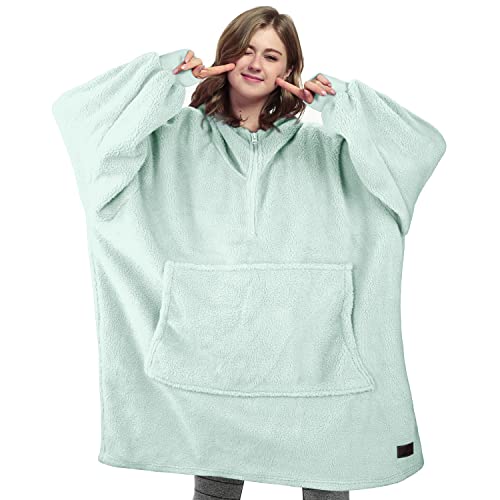 Catalonia Classy Übergröße Sherpa Hoodie Tragbare Decke, Kuschelig Warme Kapuzenpulli Decke Decke, Tragbare Decke mit Kapuze und Fronttasche Winter Hoodie Decke Geschenk für Erwachsene Damen Männer von Catalonia Classy