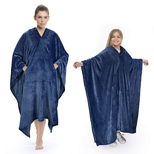 Catalonia Classy Tragbare Poncho Decke KuschelDecke Zum Anziehen Flauschig Warmer Tragbare Fleece Decke mit Fronttasche Winter Geschenke für Erwachsene Frauen Männer Kinder von Catalonia Classy