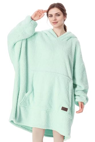 Catalonia Classy Übergroße Hoodie Decke mit Ärmeln Deckenpulli，Tragbare Decke zum Anziehen für Damen Herren, Warme Oversize Kuschelpulli Erwachsene weich Ärmeldecke, Aqua von Catalonia Classy