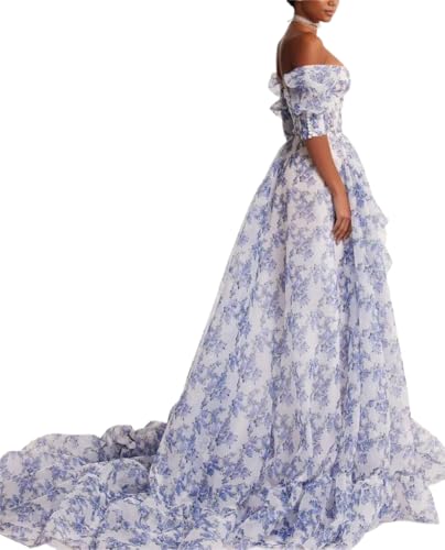 Damen Bohemian Holiday Style Trägerkleid Slim Vintage Valentinstag Abschlussball Abendkleider, Blau 2, XX-Large von Catalpalev