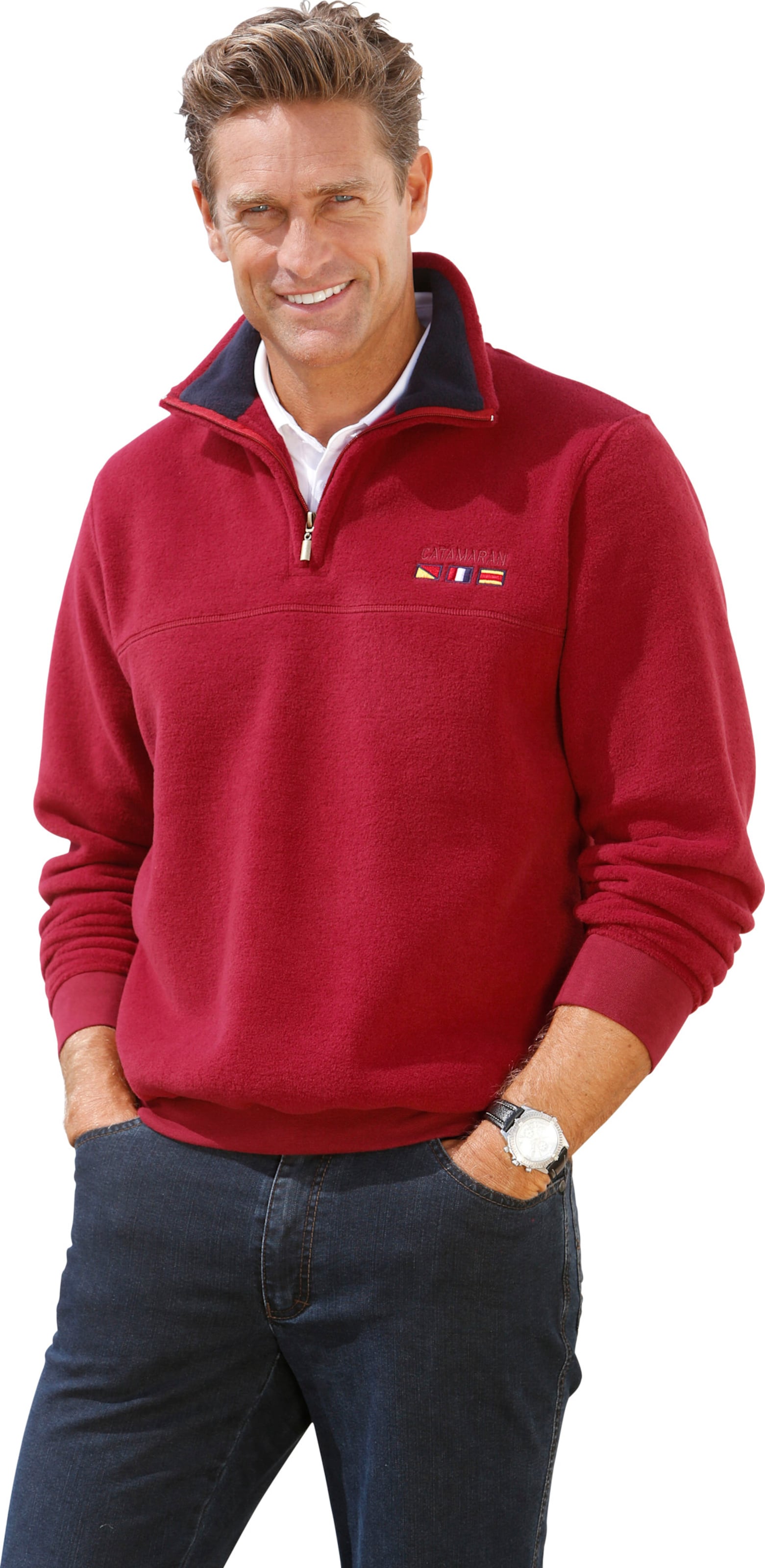 Sieh an! Herren Fleecepullover bordeaux von Catamaran