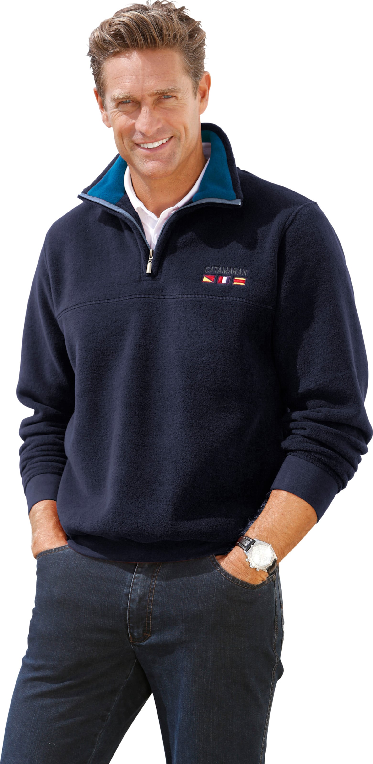 Sieh an! Herren Fleecepullover marine von Catamaran