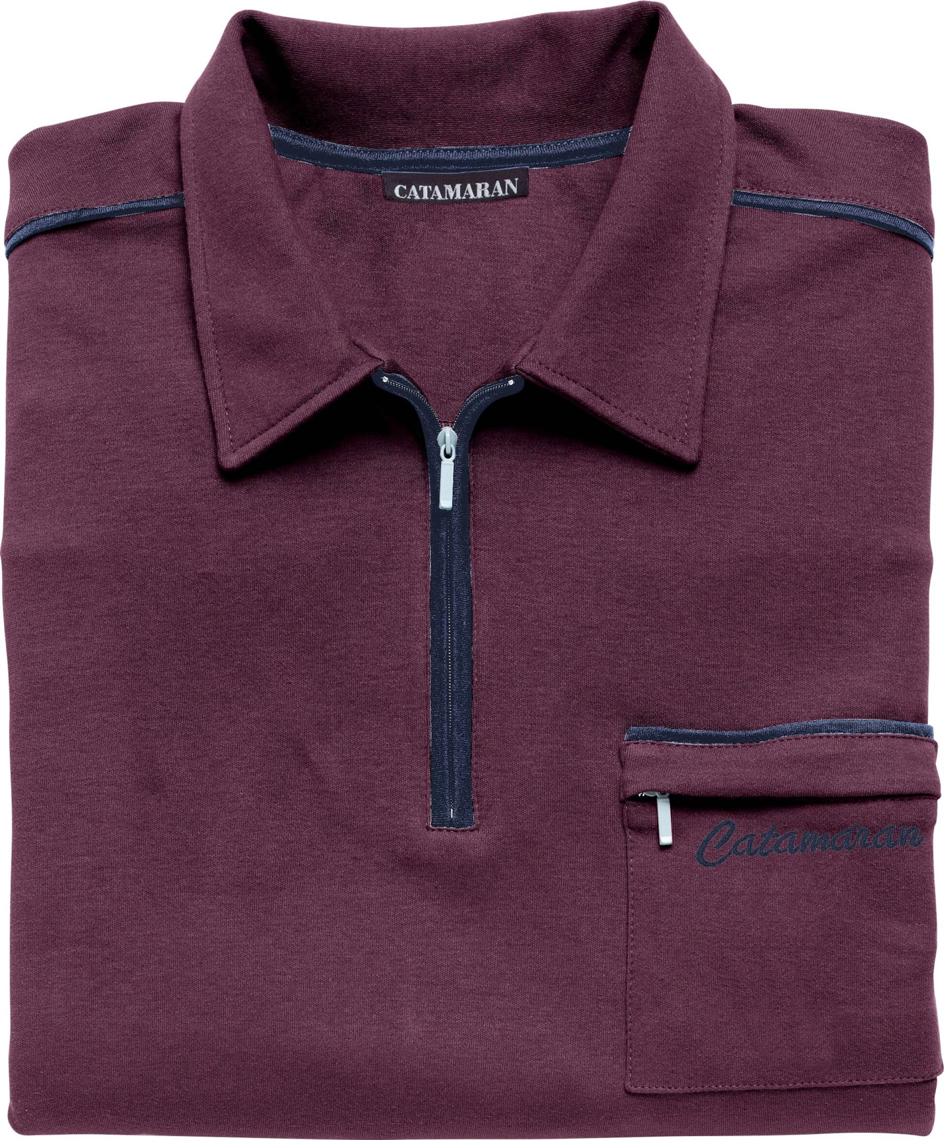 Sieh an! Herren Kurzarm-Poloshirt aubergine von Catamaran