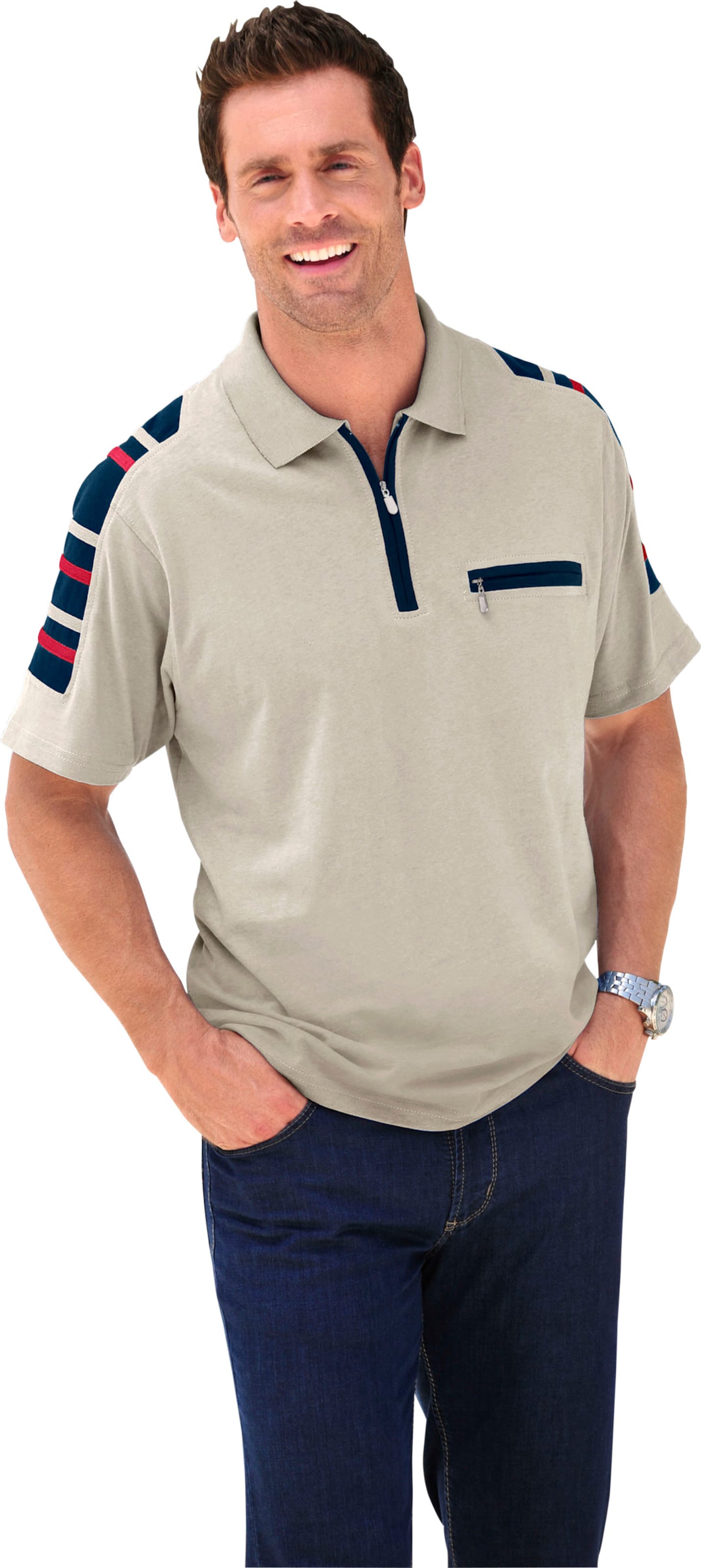 Sieh an! Herren Kurzarm-Poloshirt beige von Catamaran