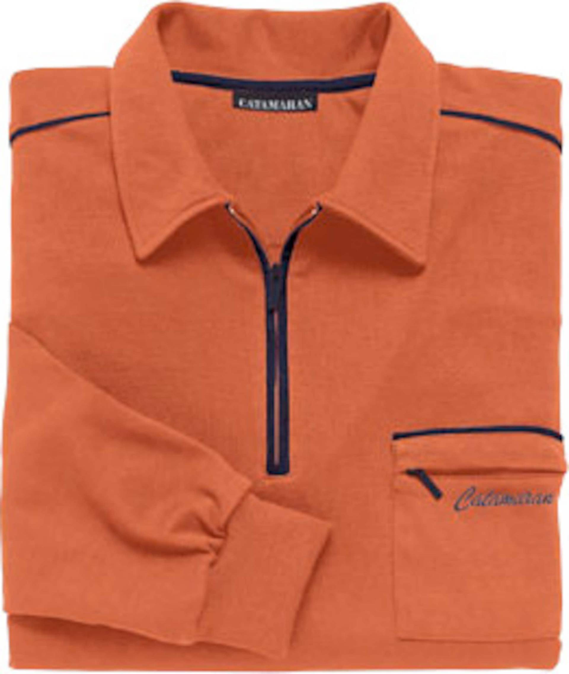 Sieh an! Herren Langarm-Poloshirt terrakotta von Catamaran