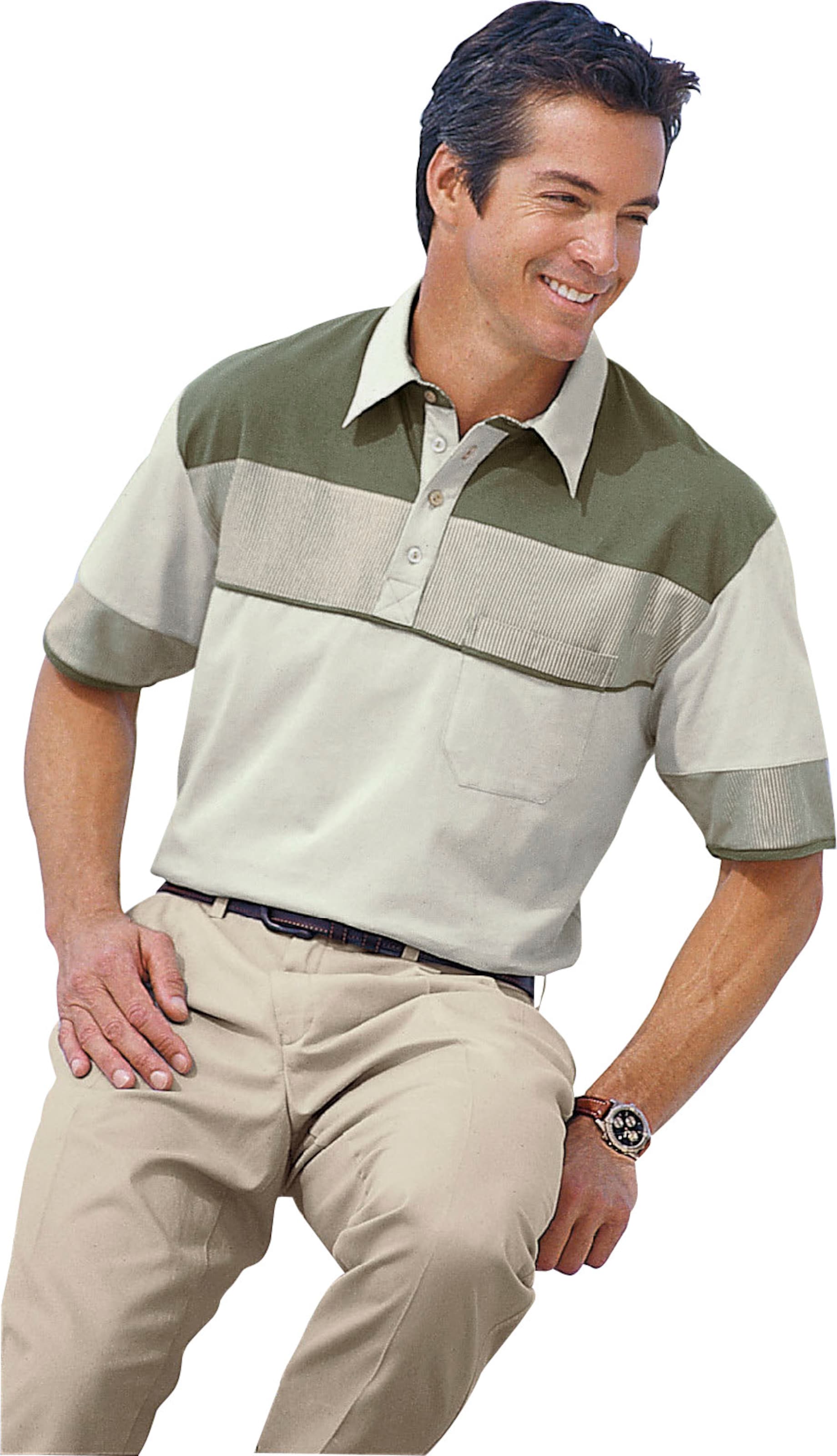 Sieh an! Herren Poloshirt, beige-oliv von Catamaran