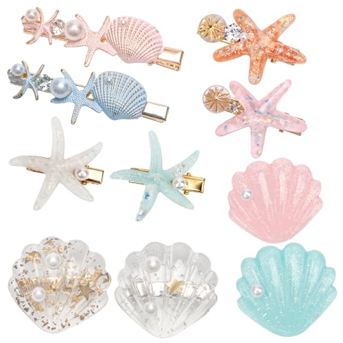 10 Stück Seestern Haarspangen Muschel Haarspangen Set, Catcan Strand Haarspangen Muschel Haarschmuck für Frauen Clips, Kopfbedeckung, Frisurwerkzeug 10 Stück Seestern Haarspangen Muschel Haarspangen Set, Catcan Strand Haarspangen Muschel Haarschmuck für Frauen Clips, Kopfbedeckung, Frisurwerkzeug von Catcan