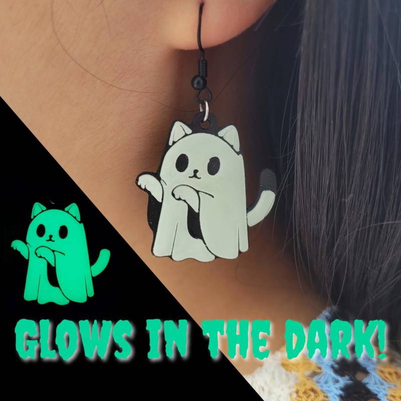 Geist Katzen Ohrringe - Gruseliger Süßer Halloween Schmuck, Gothic Katzenohrringe, Schwarze Süßes Geschenk Für Katzenliebhaber Geist Katzen Ohrringe - Gruseliger Süßer Halloween Schmuck, Gothic Katzenohrringe, Schwarze Süßes Geschenk Für Katzenliebhaber von Catcessory