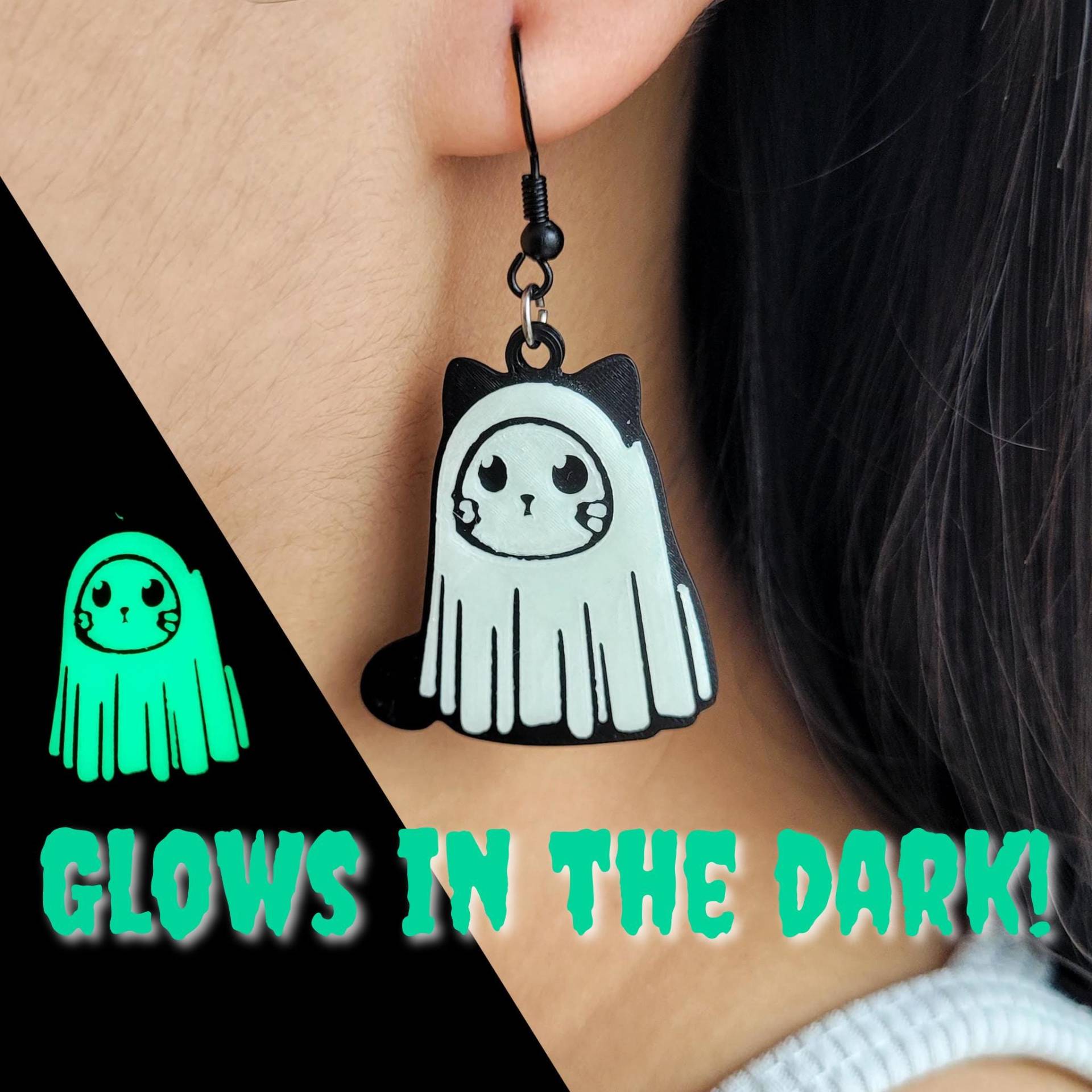 Geist Katzen Ohrringe - Gruseliger Süßer Halloween Schmuck, Gothic Katzenohrringe, Schwarze Süßes Geschenk Für Katzenliebhaber Geist Katzen Ohrringe - Gruseliger Süßer Halloween Schmuck, Gothic Katzenohrringe, Schwarze Süßes Geschenk Für Katzenliebhaber von Catcessory