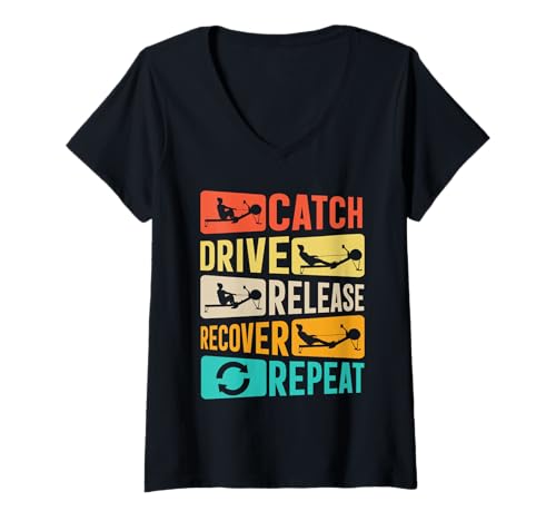 Damen Auffangantrieb Freigabe Wiederholung T-Shirt mit V-Ausschnitt Damen Auffangantrieb Freigabe Wiederholung T-Shirt mit V-Ausschnitt von Catch Drive Release Recover Repeat Apparel