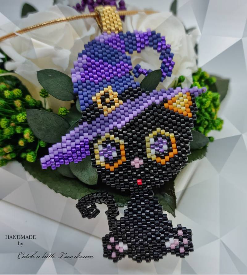 Brick-stitch Pendant - Halloween Kitten von CatchALittleLuxDream
