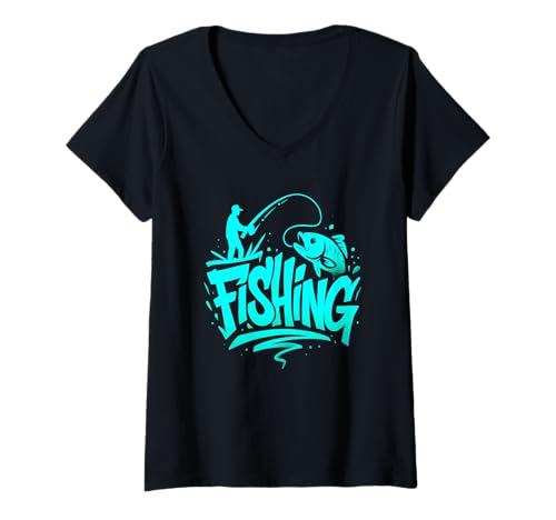 Damen Angeln Graffiti Street Art Design T-Shirt mit V-Ausschnitt Damen Angeln Graffiti Street Art Design T-Shirt mit V-Ausschnitt von CatchStreet