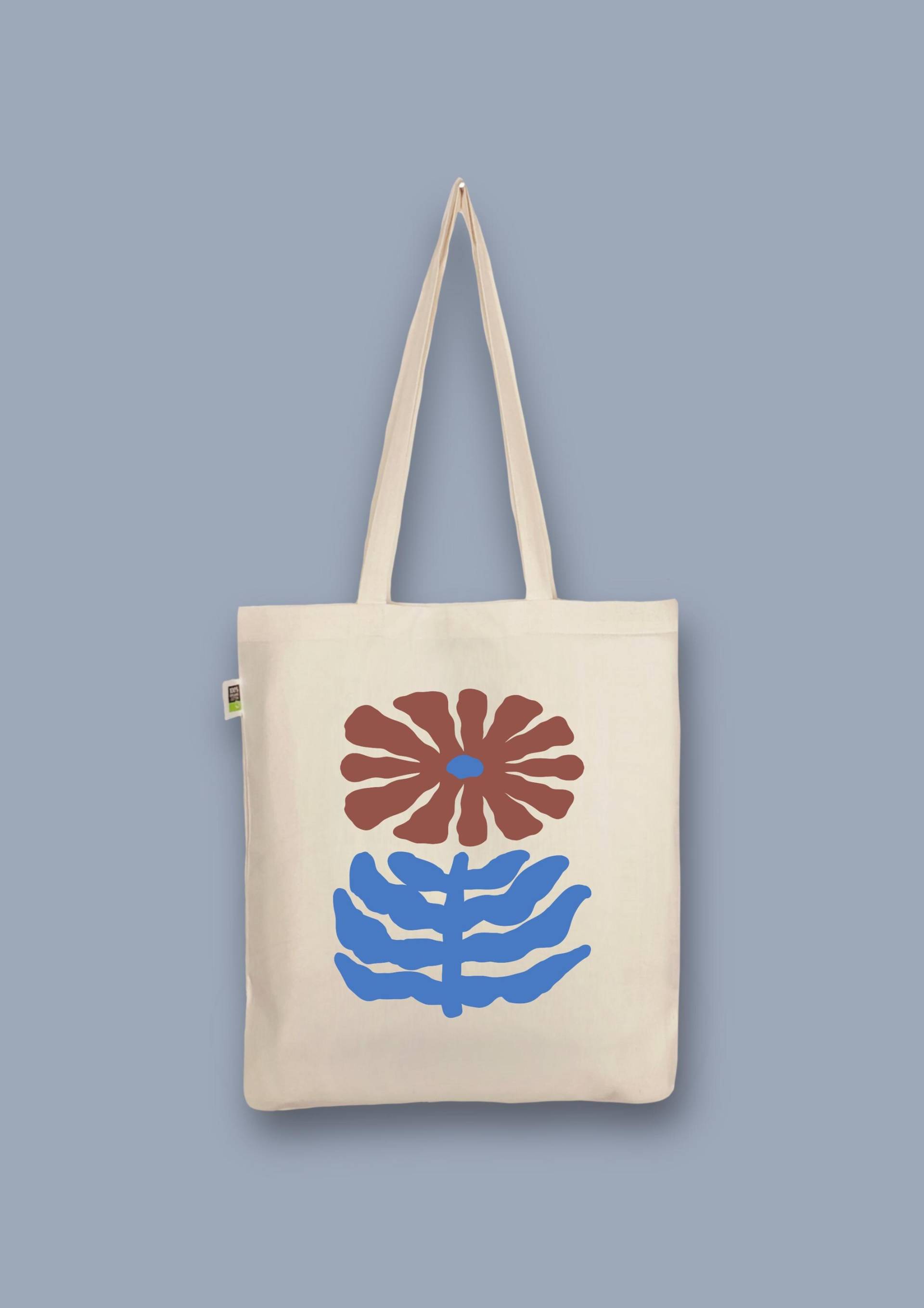 Handbedruckter Bio-Jutebeutel „Blume Scherenschnitt" von CaterinaMariaAtelier