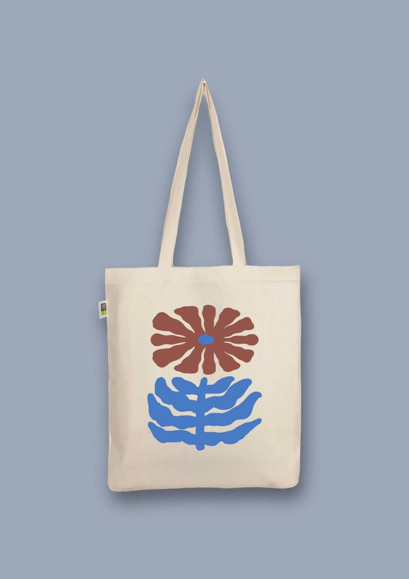 Handbedruckter Bio-Jutebeutel „Blume Scherenschnitt" von CaterinaMariaAtelier