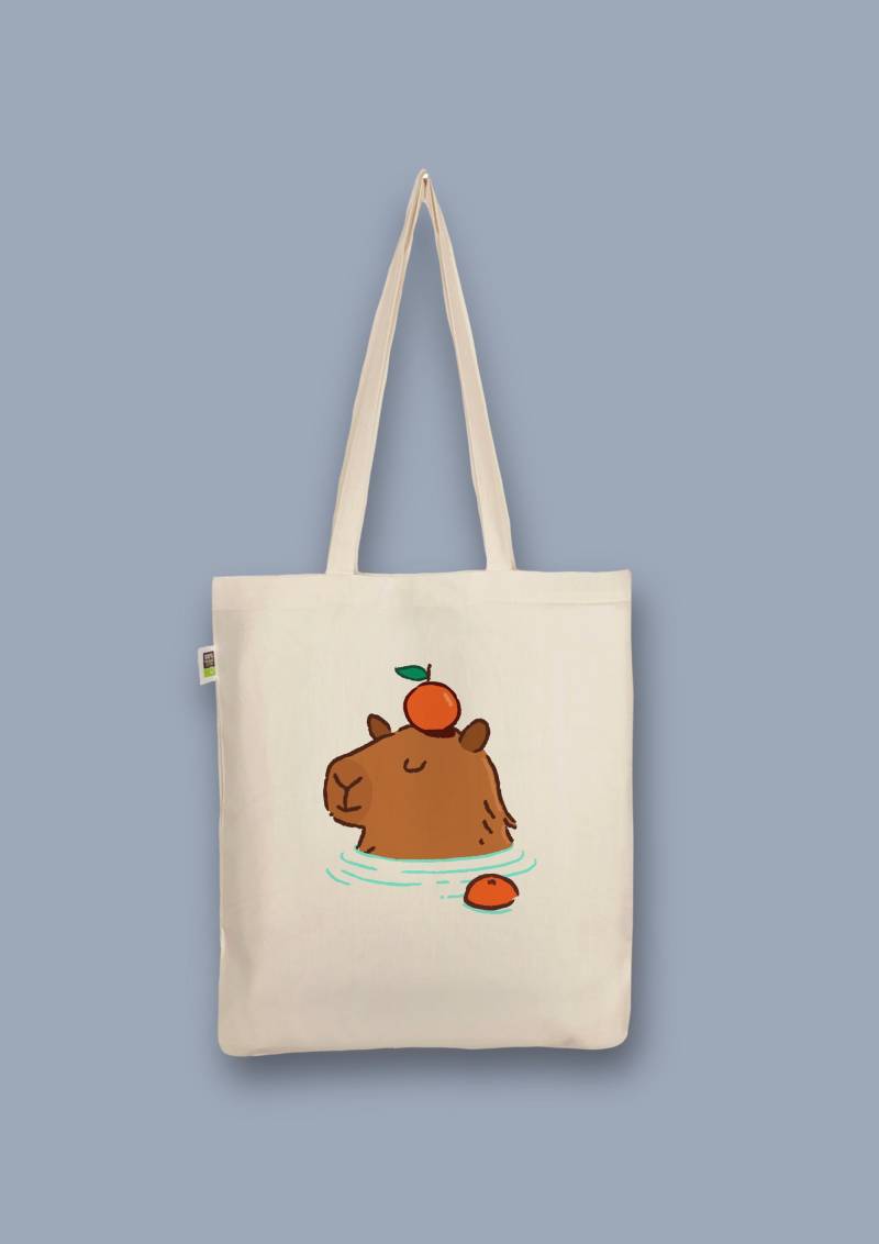 Handbedruckter Bio-Jutebeutel „Capybara" von CaterinaMariaAtelier