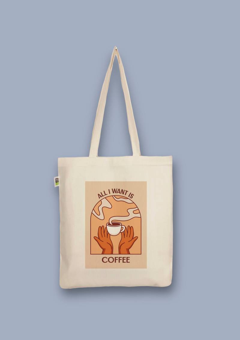 Handbedruckter Bio-Jutebeutel „Coffee" Stoffbeutel Aus Biobaumwolle Als Einkaufsbeutel Tasche Oder Geschenk Für Freundin Freund von CaterinaMariaAtelier