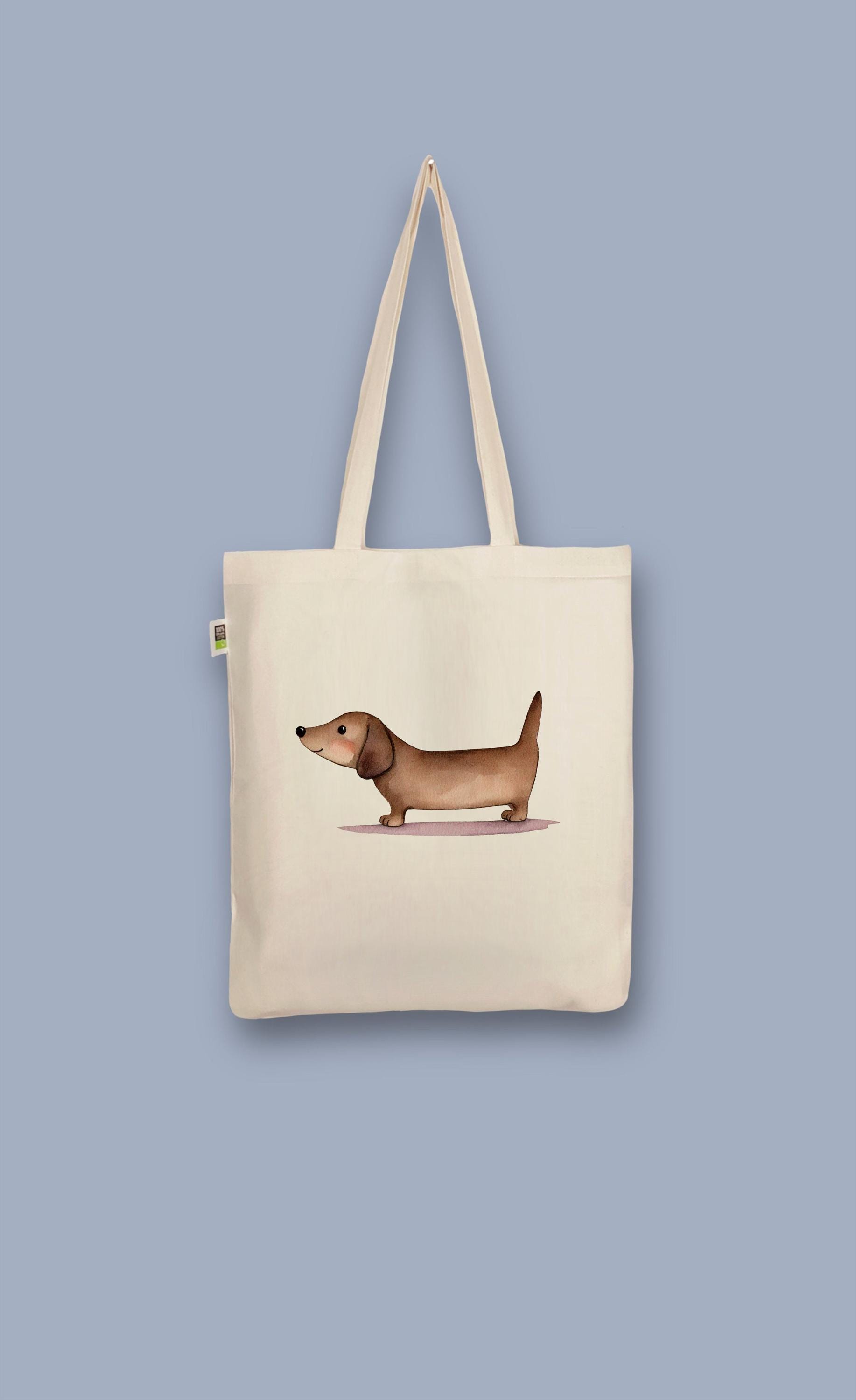 Handbedruckter Bio-Jutebeutel „Dackel Dachshund" von CaterinaMariaAtelier