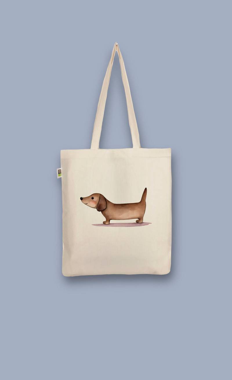 Handbedruckter Bio-Jutebeutel „Dackel Dachshund" von CaterinaMariaAtelier