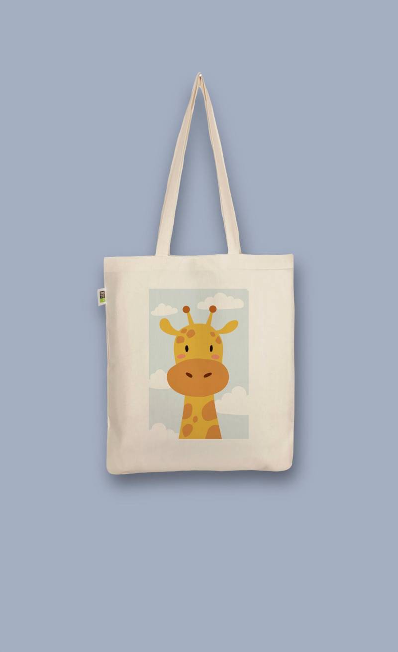 Handbedruckter Bio-Jutebeutel „Giraffe" von CaterinaMariaAtelier
