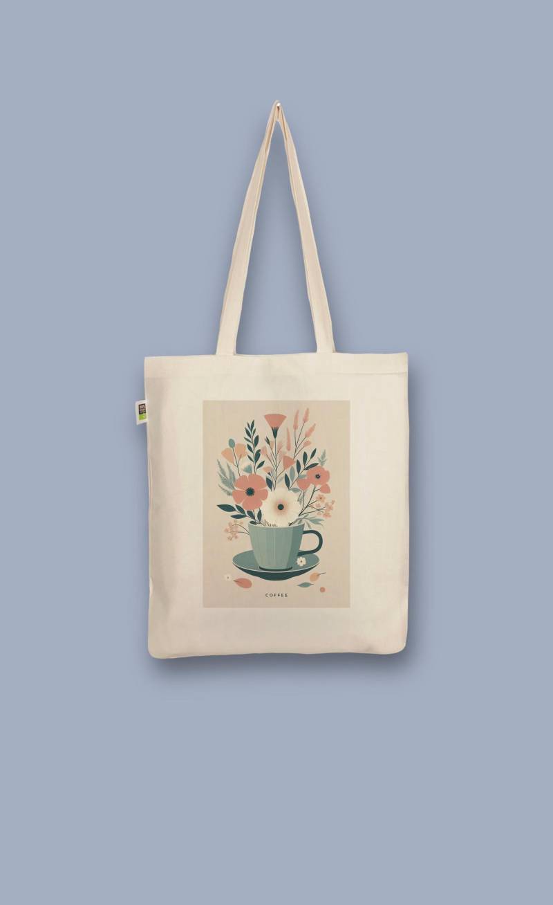 Handbedruckter Bio-Jutebeutel „Kaffeetasse" Stoffbeutel Aus Biobaumwolle Als Einkaufsbeutel Tasche Oder Geschenk Für Freundin Freund von CaterinaMariaAtelier