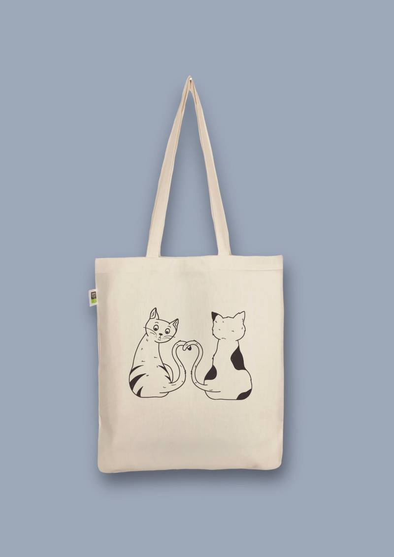 Handbedruckter Bio-Jutebeutel „Katzen" - Nachhaltig & Einzigartig von CaterinaMariaAtelier