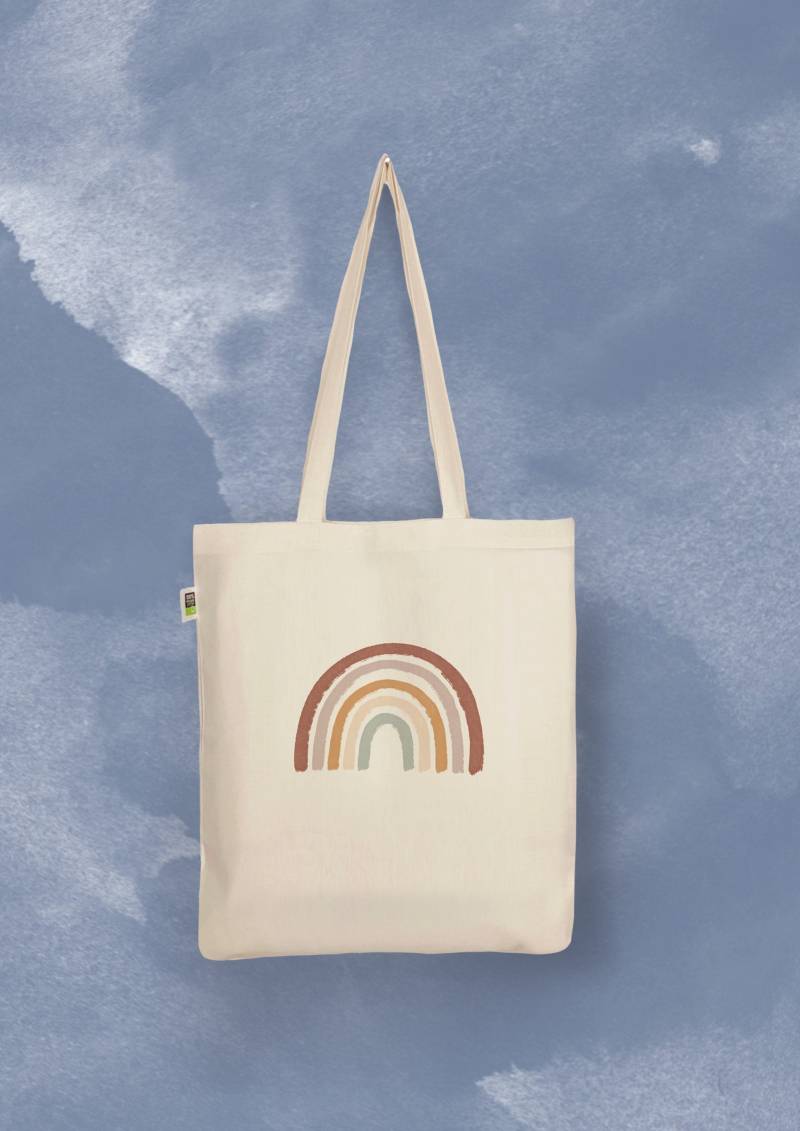 Handbedruckter Bio-Jutebeutel „Regenbogen" von CaterinaMariaAtelier