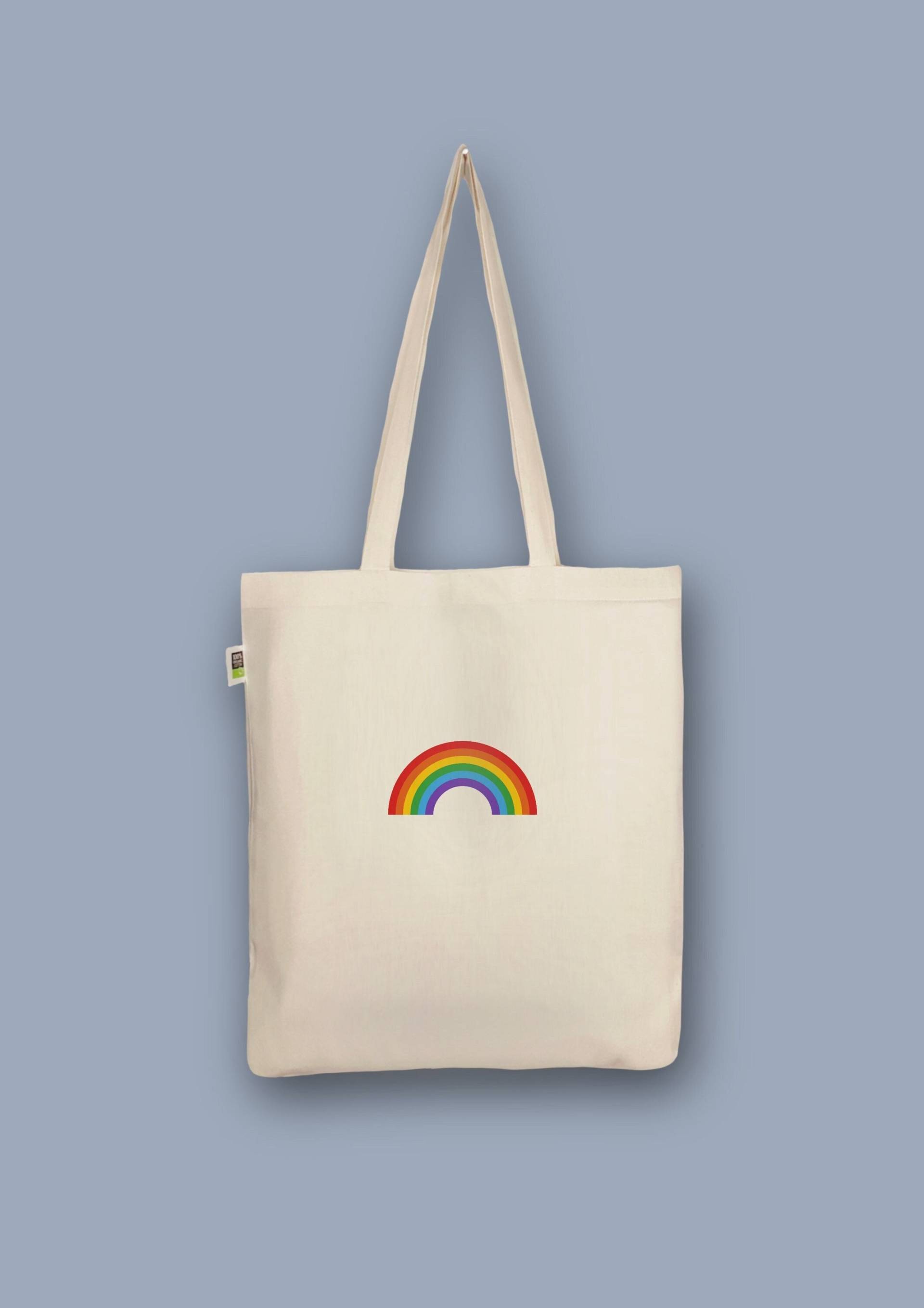 Handbedruckter Bio-Jutebeutel „Regenbogen" Handbedruckter Bio-Jutebeutel „Regenbogen" von CaterinaMariaAtelier