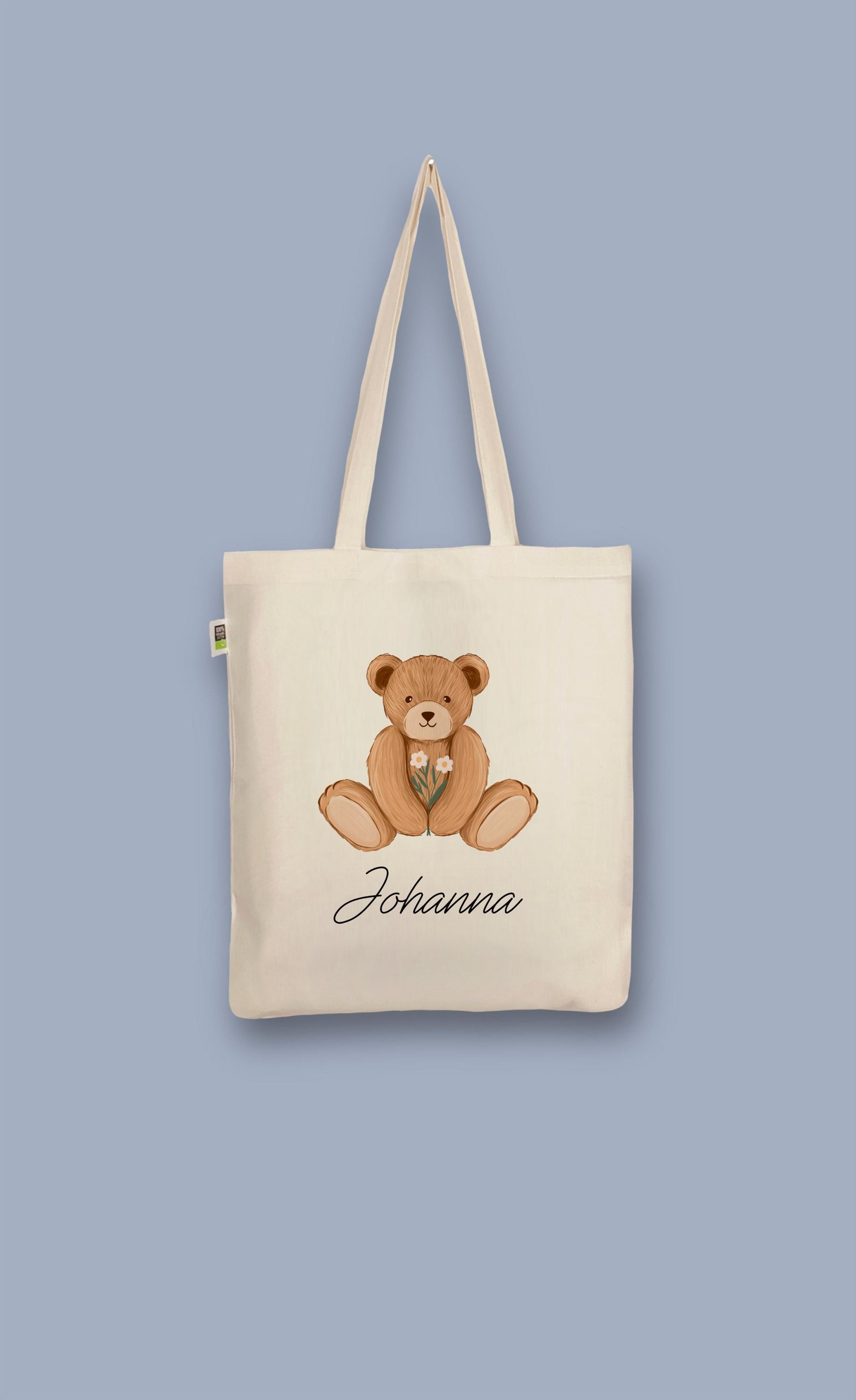 Handbedruckter Bio-Jutebeutel „Teddy Bär" Stoffbeutel Aus Biobaumwolle Als Einkaufsbeutel Tasche Oder Geschenk Für Freundin Freund von CaterinaMariaAtelier