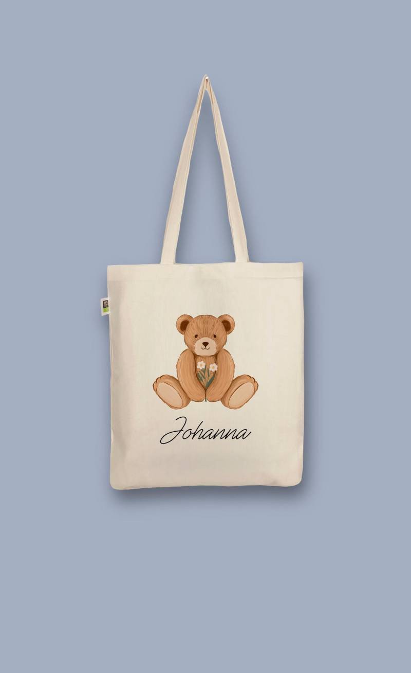 Handbedruckter Bio-Jutebeutel „Teddy Bär" Stoffbeutel Aus Biobaumwolle Als Einkaufsbeutel Tasche Oder Geschenk Für Freundin Freund von CaterinaMariaAtelier