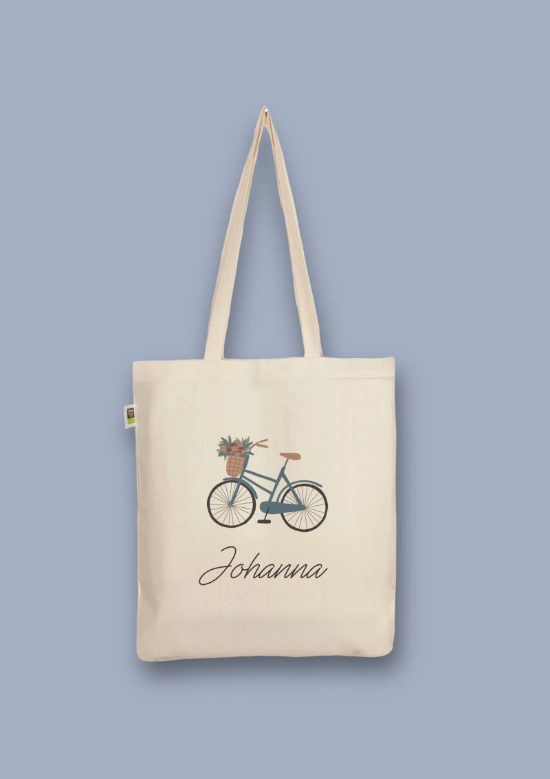 Handbedruckter Bio-Jutebeutel Mit „Fahrrad" von CaterinaMariaAtelier