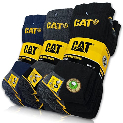 9 Paar CAT® REAL WORK SOCKS Damen Herren Arbeitssocken Business Socken Strümpfe Größenauswahl 35-50 (as3, numeric, numeric_35, numeric_40, regular, regular, 9 Paar Farbmix, 35-40) von Caterpillar