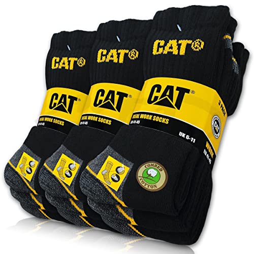 CAT 9 Paar REAL WORK SOCKS Damen Herren Arbeitssocken Business Socken Strümpfe Größenauswahl 35-50 (as3, numeric, numeric_41, numeric_45, regular, regular, 9 Paar Schwarz, 41-45) von CAT