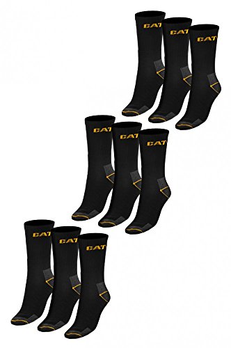 9er Pack CATERPILLAR Arbeitssocken Work Socks Strümpfe Schwarz, Größenauswahl:41 - 45 von Caterpillar