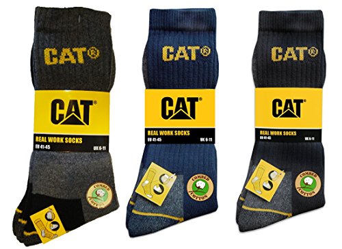 Cat Caterpillar Universelle Herren Socken 6|9|12|24 Paar Farben und Größe wählbar in Schwarz, Blau, Grau, in 35-40 | 41-45 | 46-50 (Groß), Socken, 12 Paar (6 schwarz + 6 blau), von Caterpillar