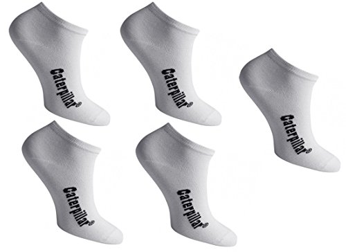 Caterpillar CAT wahlweise 5|10|15 Paar Sneakersocken, Schwarz oder Weiß oder Farbmix, 39-42 | 43-46 | 47-50, Kurzschaftsocken, Socken (43-46, 10 Paar Weiß) von Caterpillar