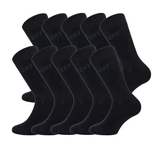 CAT Caterpillar 10 Paare Herrensocken kurze socken weicher Baumwolle Höhe unter dem Knie (Schwarz, 46-50) von CAT