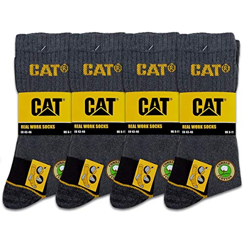 CAT Caterpillar 12 Paar REAL WORK Arbeitssocken Business Socken Strümpfe Grau (39-42) von CAT Caterpillar