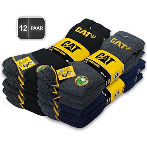 Caterpillar 12 Paar CAT REAL WORK SOCKS Damen Herren Arbeitssocken Business Socken Strümpfe Größenauswahl 35-50 (35-40, 12 Paar Farbmix1) von Caterpillar