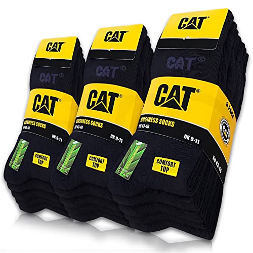 Caterpillar 15 Paar CAT BUSINESS SOCKEN Feine Damen & Herrensocken ohne Gummi Strümpfe Größe 35-50 (35-38, 15 Paar Schwarz) von Caterpillar