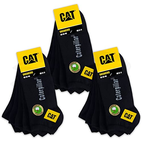 Caterpillar 15 Paar CAT SNEAKERS SNEAKER SOCKEN ArbeitsSneaker Füßlinge Strümpfe in Größenauswahl 39-50 (39-42, 15 Paar Schwarz) von Caterpillar