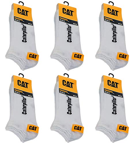 Caterpillar 18 Paar Herren Damen Kurze Socken Sneakers Weiss oder Schwarz AV775 CAT Sportsocken Sneaker Socke Sparset Bundle, Farbe:weiß, Größe:43-46 von Caterpillar