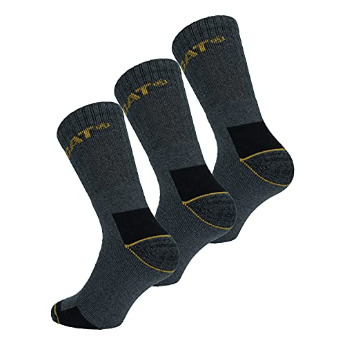 Caterpillar 3 Paare Herren-Arbeitssocken Unfallverhütung Verstärkt an Ferse und Spitze mit verstärktem Schuss Garn von ausgezeichneter Qualität Baumwollschwamm - Anthrazit 43-46 von CAT