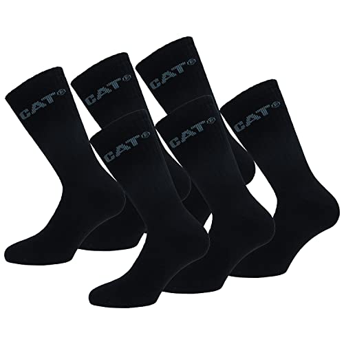 Caterpillar 6 Paar CAT Thermosocken für Herren aus weicher Baumwolle und hochwertigem Acryl, Zehen- und Fersenverstärkung (Schwarz/Grau, 4145) von Caterpillar