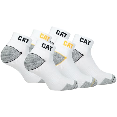 Caterpillar CAT 6 Paar WORK SNEAKERS ArbeitsSneaker Sneaker ArbeitsSocken Socken Strümpfe Größe 39-50 (39-42, 6 Paar Weiß) von CAT