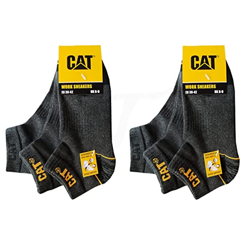 CAT Caterpillar 6 Paar WORK SNEAKERS ArbeitsSneaker Sneaker ArbeitsSocken Socken Strümpfe Größe 39-50 (47-50, 6 Paar Grau) von CAT